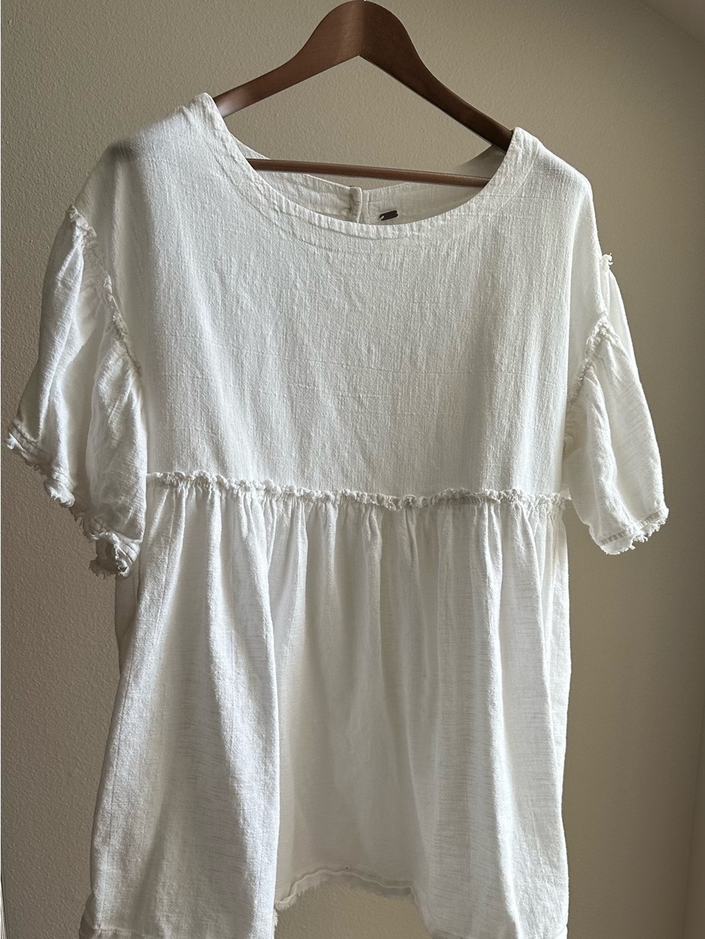 Free People White Textured Short Sleeve Tunic Top